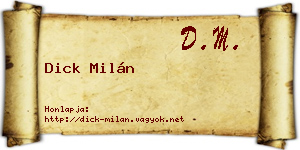 Dick Milán névjegykártya